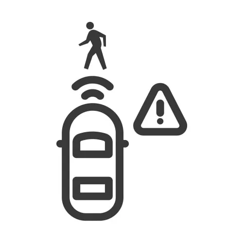 Alerta para peatón y ciclistas frontal